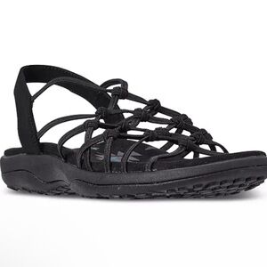 NEW Skechers Forget Me Knot Memory Foam Sandal Machine Washable Black Sz 8 Wide